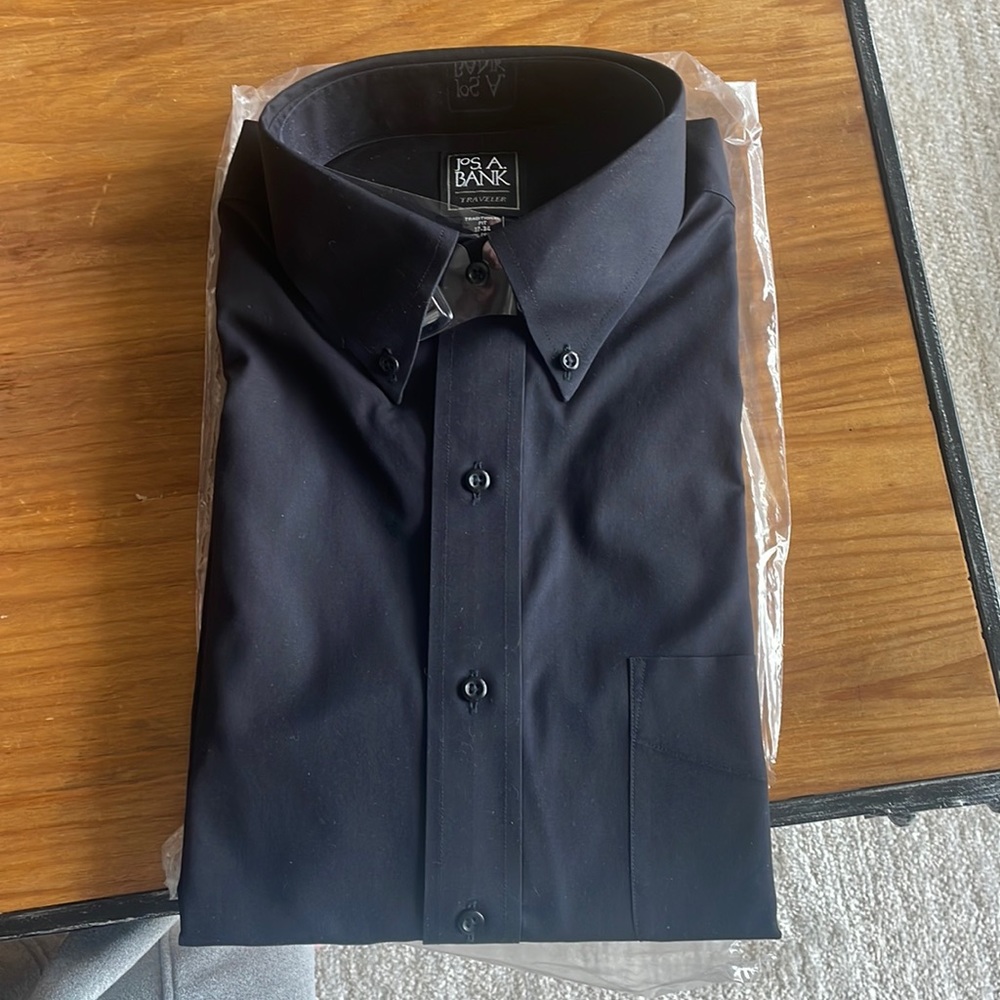 Black Jos A Bank Traveler Men’s Dress Polo SIZE 17-34